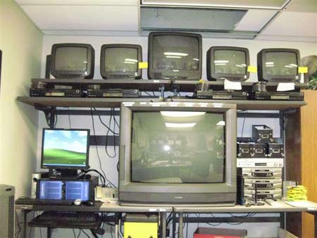 Plano Police Department's old VCR and VHS tape setup