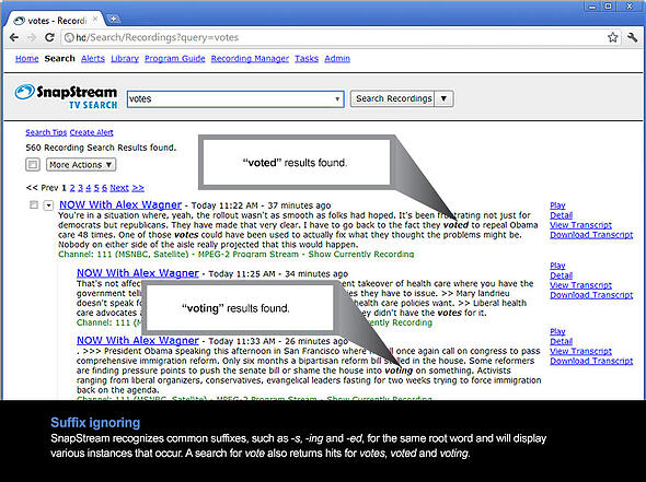 Suffix ignoring in 6.1 Linguistic Intelligence - SnapStream TV Media Monitoring and Search