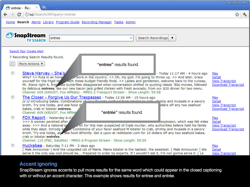 Accent ignoring yields higher quality TV Search results