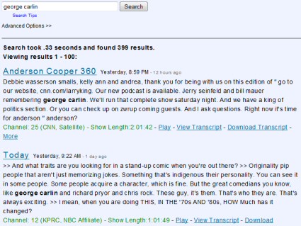 TV-closed-captioning-search A search over television closed captioning for George Carlin
